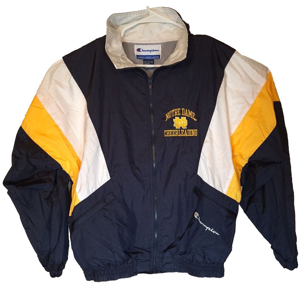 Vintage Champion Notre Dame Cheerleading Windbreaker Jacket Womens Lg